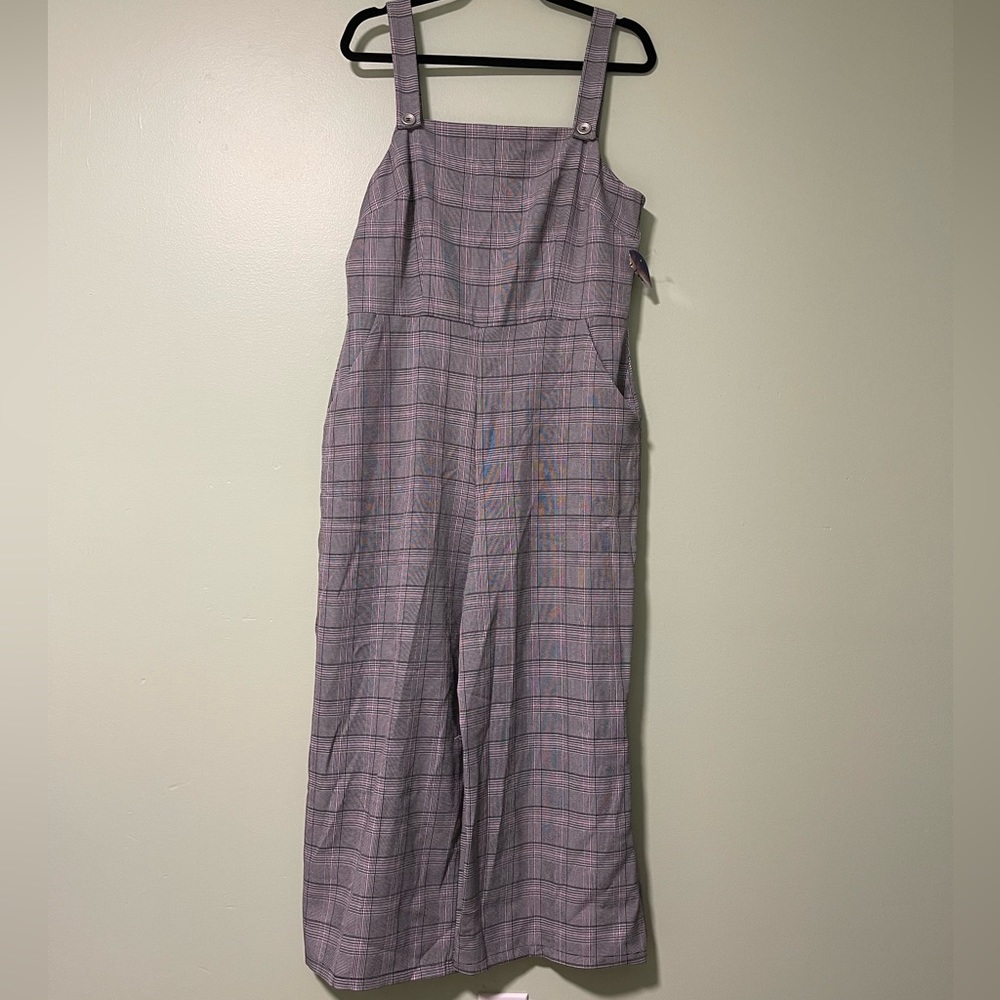 Juniors Plaid Overalls